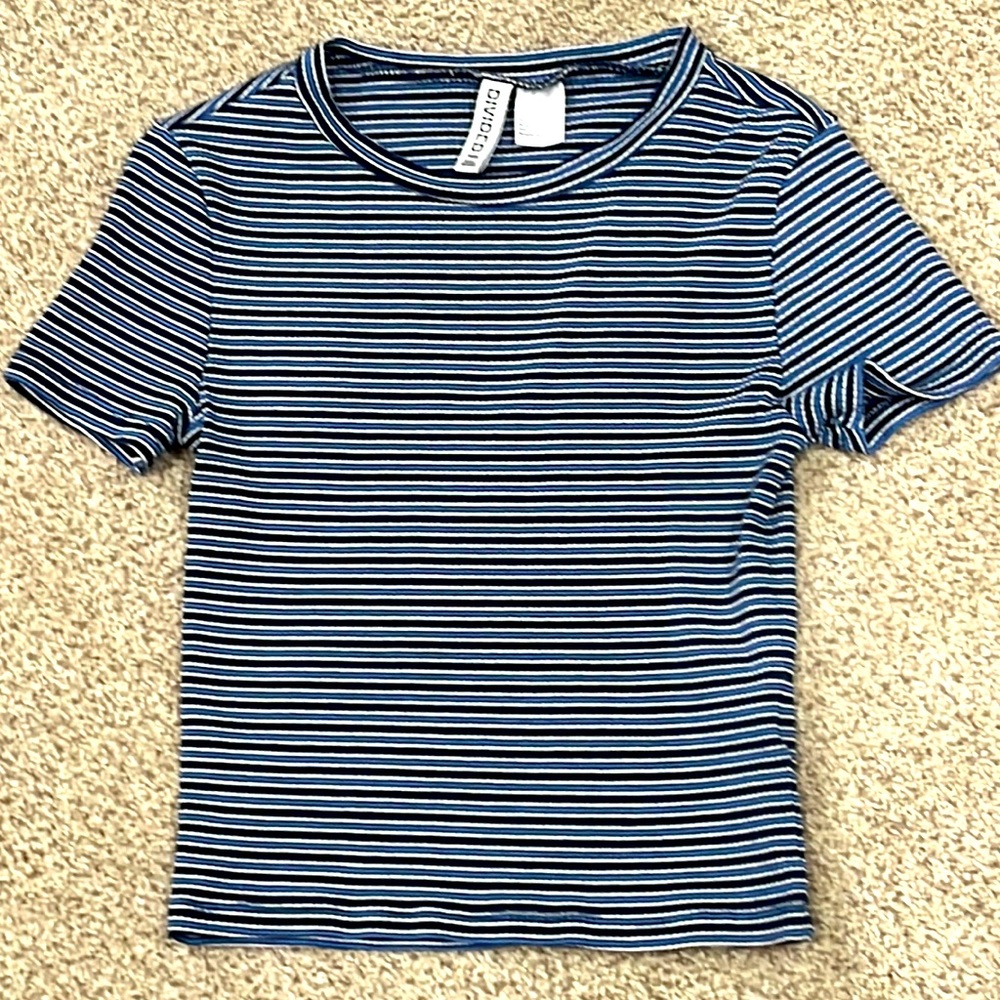 Divided Striped Tight-Fit Tee